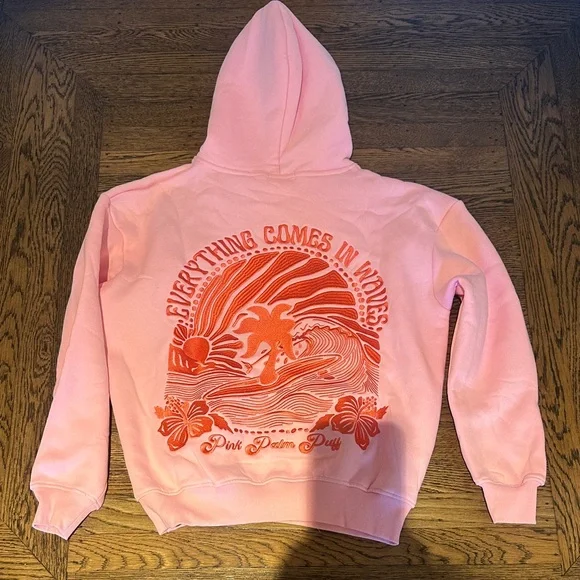 Pink Hoodie with Palm Tree Design - Picture 3 of 3